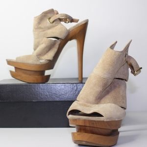 JESSICA SIMPSON CAT CAMEL SUEDE SLINGBACK PLATFORM